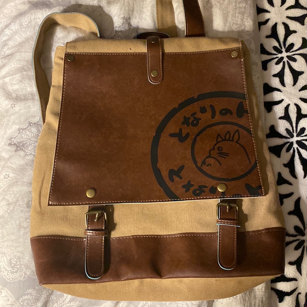 Totoro Backpack. Dark and light brown colors. Very clean!